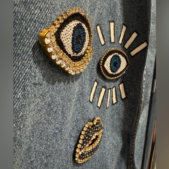 Embellished Jean jacket from Star Blue. Techno painted and sewn on beads Medium - Picture 3 of 3